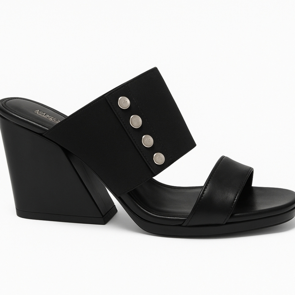Chanel Black Leather Mule Sandals Size 39.5